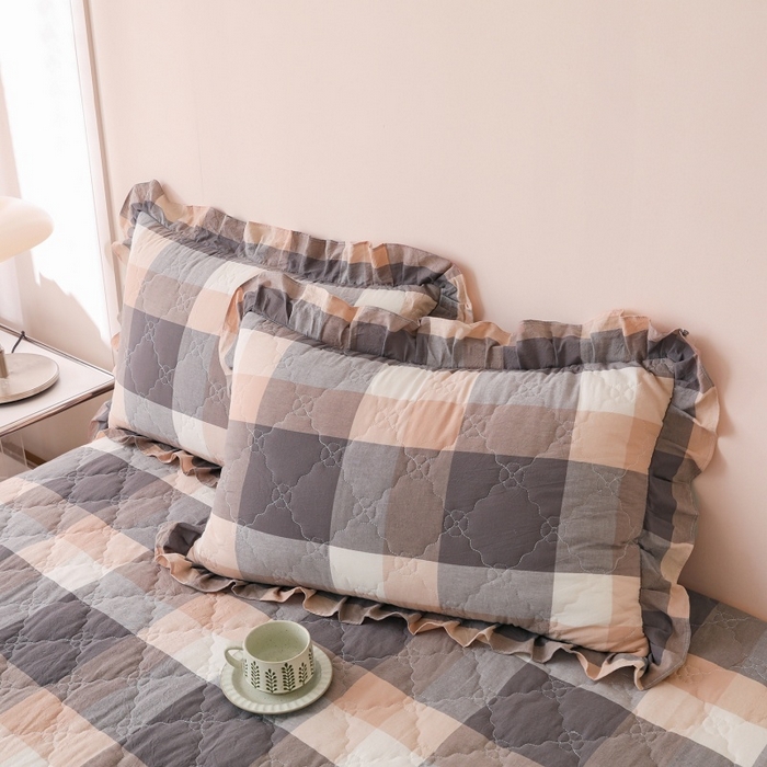 91家纺网 家纺一手货源 找家纺 （总）依蔓羽 2026新款ins风格子系列全棉色织水洗棉枕套