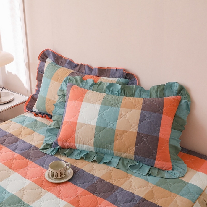 91家纺网 家纺一手货源 找家纺 （总）依蔓羽 2026新款ins风格子系列全棉色织水洗棉枕套