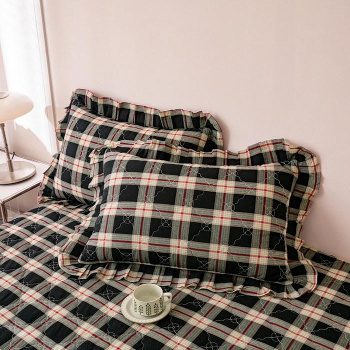 91家纺网 家纺一手货源 找家纺 （总）依蔓羽 2026新款ins风格子系列全棉色织水洗棉枕套