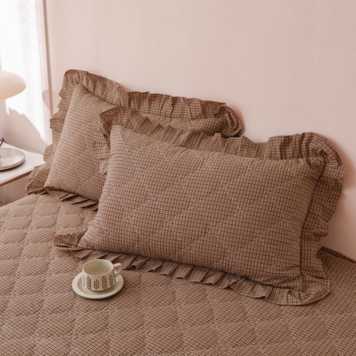 91家纺网 家纺一手货源 找家纺 （总）依蔓羽 2026新款ins风格子系列全棉色织水洗棉枕套