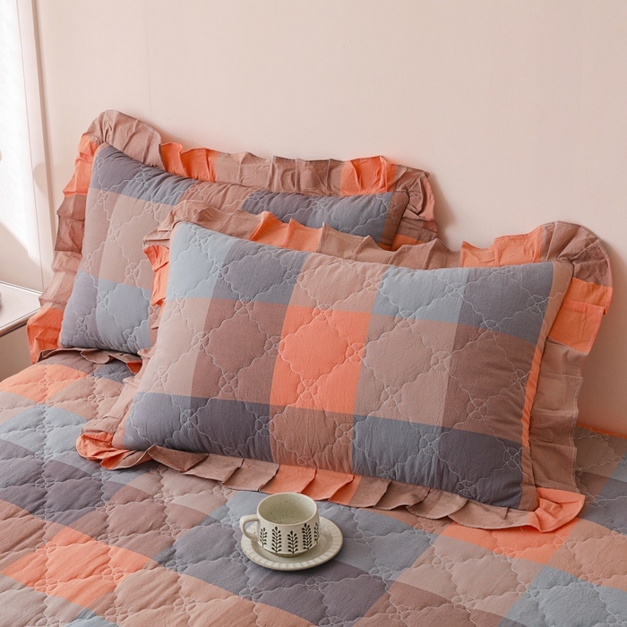 91家纺网 家纺一手货源 找家纺 （总）依蔓羽 2026新款ins风格子系列全棉色织水洗棉枕套