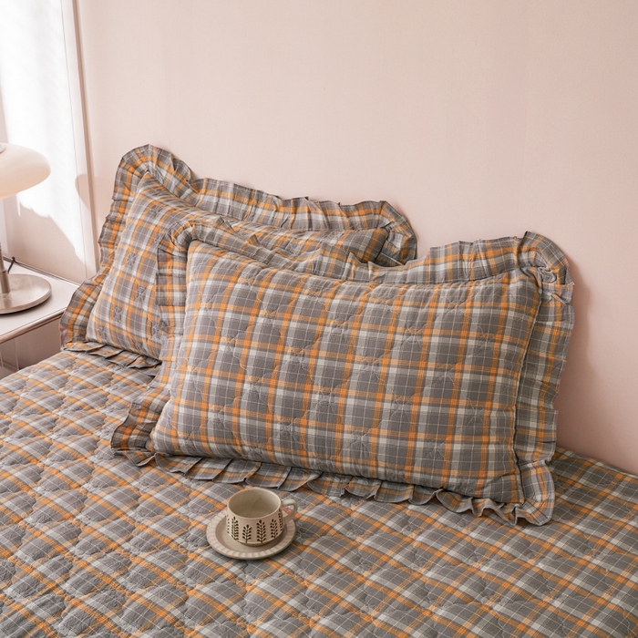 91家纺网 家纺一手货源 找家纺 （总）依蔓羽 2026新款ins风格子系列全棉色织水洗棉枕套