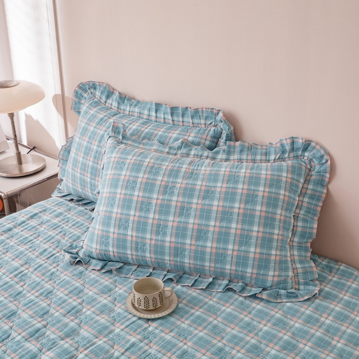 91家纺网 家纺一手货源 找家纺 （总）依蔓羽 2026新款ins风格子系列全棉色织水洗棉枕套