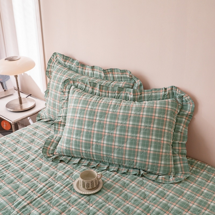 91家纺网 家纺一手货源 找家纺 （总）依蔓羽 2026新款ins风格子系列全棉色织水洗棉枕套