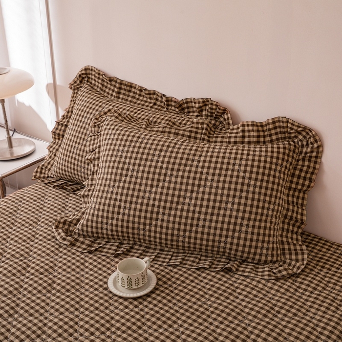 91家纺网 家纺一手货源 找家纺 （总）依蔓羽 2026新款ins风格子系列全棉色织水洗棉枕套