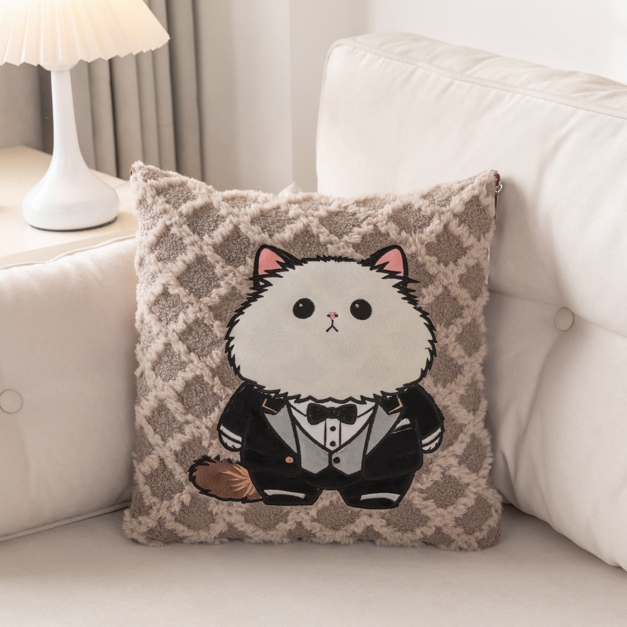 宝马家纺（原梦童画） 2025新款加厚抱枕被绅士猫 绅士猫棕色