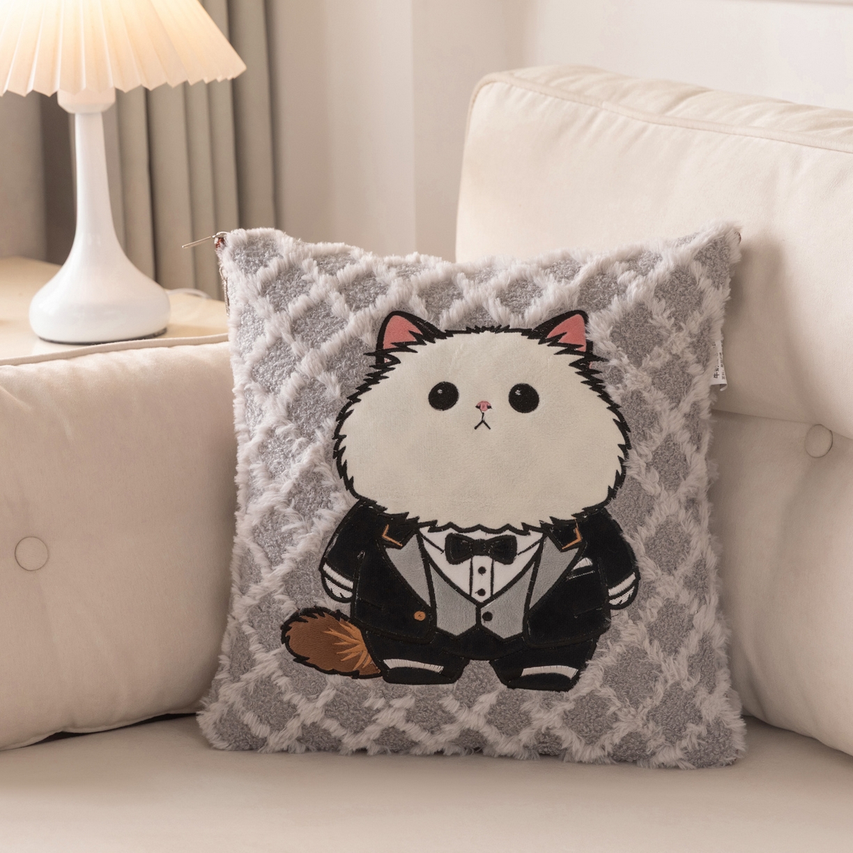 宝马家纺（原梦童画） 2025新款加厚抱枕被绅士猫 绅士猫灰色