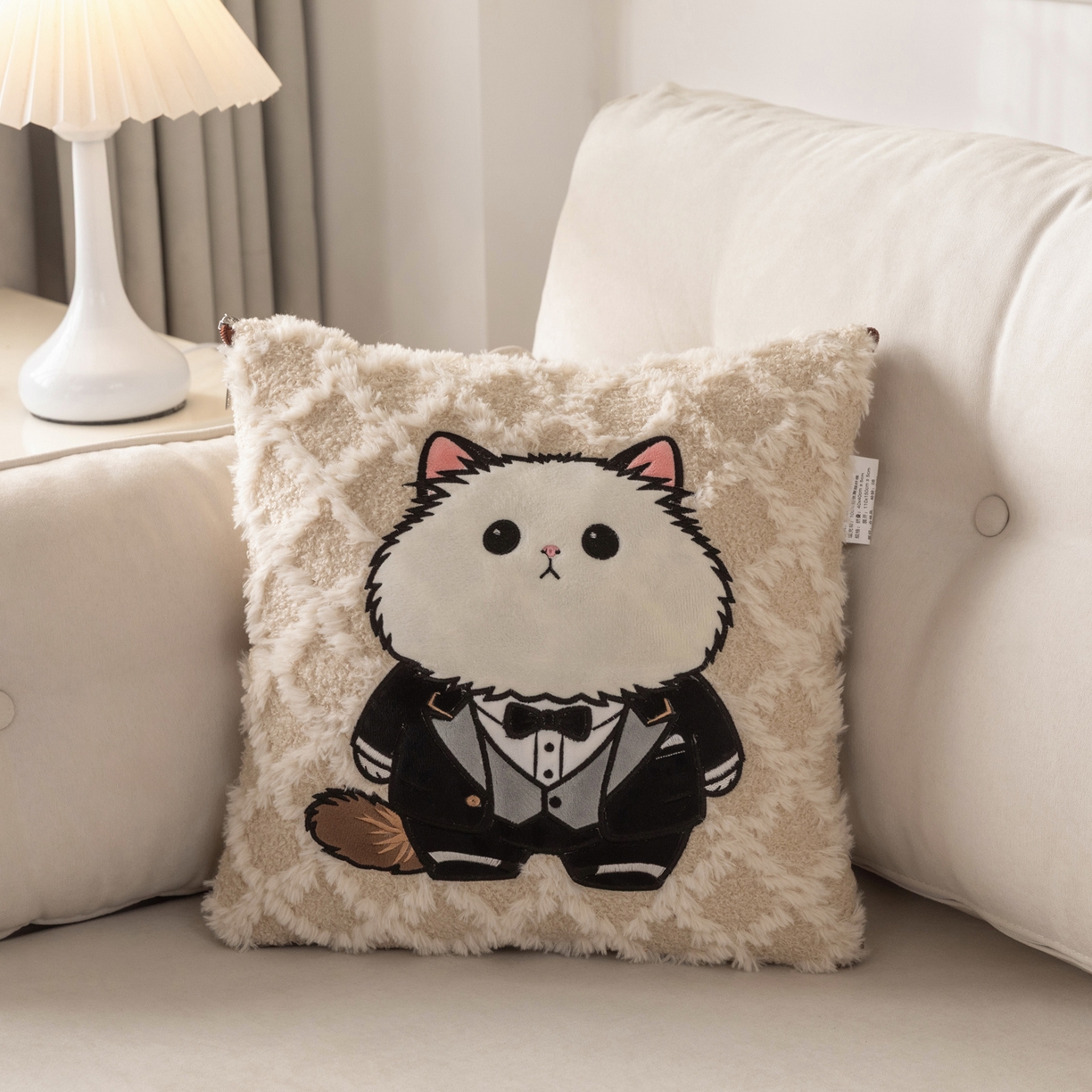 宝马家纺（原梦童画） 2025新款加厚抱枕被绅士猫 绅士猫卡其色