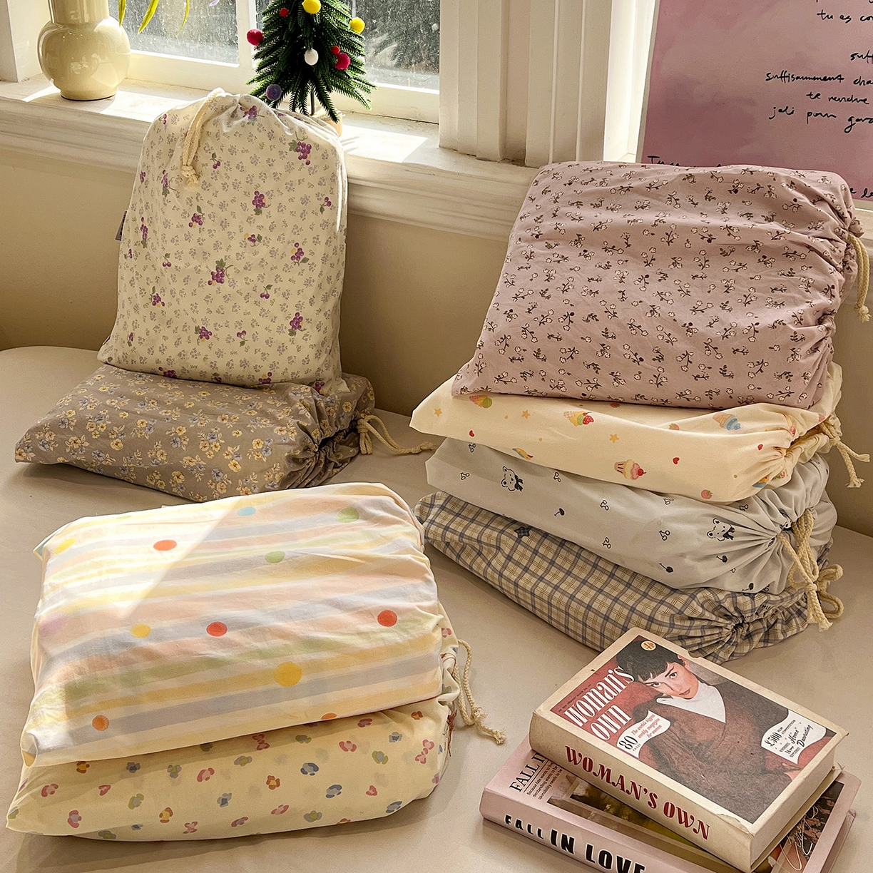 91家纺网 家纺一手货源 找家纺 （总）仟网汇 2025新款古法水洗仿棉云感纱四件套