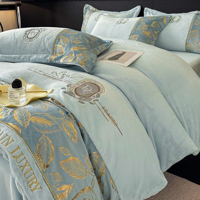 91家纺网 家纺一手货源 找家纺 （总）帝王家纺 2025新款冬季刺绣加厚保暖烫金牛奶绒四件套珊瑚绒轻奢高级感