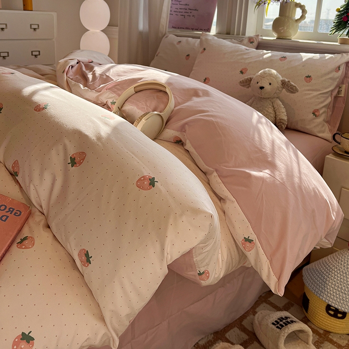 91家纺网 家纺一手货源 找家纺 （总）仟网汇 2025新款古法水洗仿棉云感纱四件套