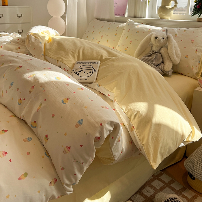 91家纺网 家纺一手货源 找家纺 （总）仟网汇 2025新款古法水洗仿棉云感纱四件套