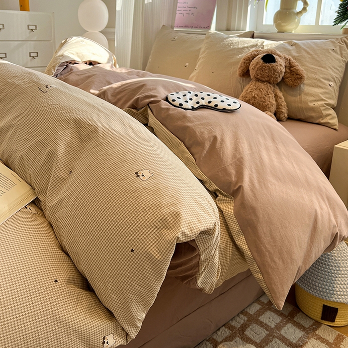 91家纺网 家纺一手货源 找家纺 （总）仟网汇 2025新款古法水洗仿棉云感纱四件套