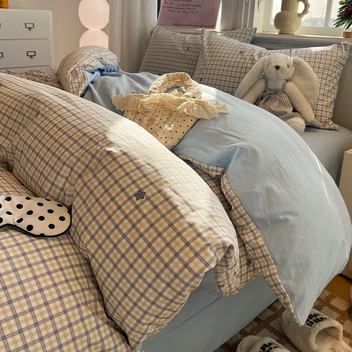 91家纺网 家纺一手货源 找家纺 （总）仟网汇 2025新款古法水洗仿棉云感纱四件套