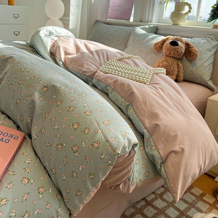 91家纺网 家纺一手货源 找家纺 （总）仟网汇 2025新款古法水洗仿棉云感纱四件套