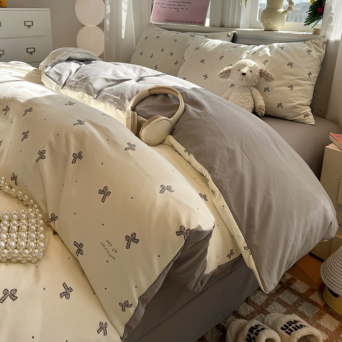 91家纺网 家纺一手货源 找家纺 （总）仟网汇 2025新款古法水洗仿棉云感纱四件套