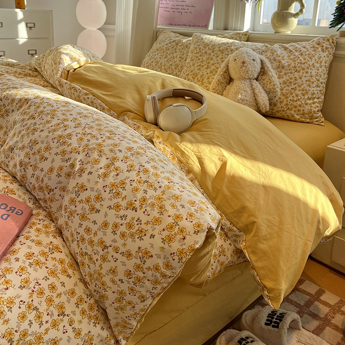 91家纺网 家纺一手货源 找家纺 （总）仟网汇 2025新款古法水洗仿棉云感纱四件套