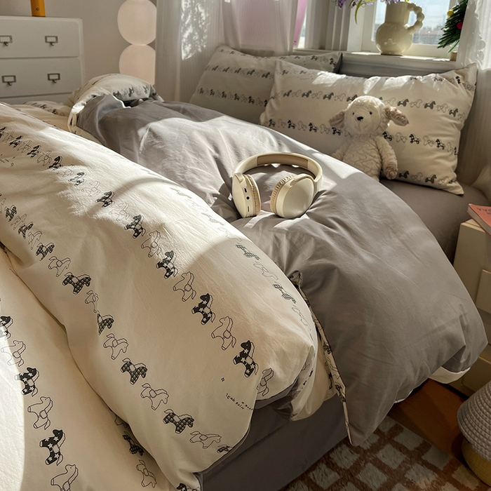 91家纺网 家纺一手货源 找家纺 （总）仟网汇 2025新款古法水洗仿棉云感纱四件套