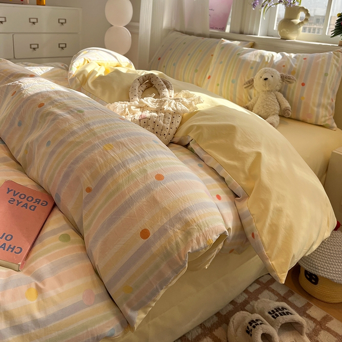 91家纺网 家纺一手货源 找家纺 （总）仟网汇 2025新款古法水洗仿棉云感纱四件套