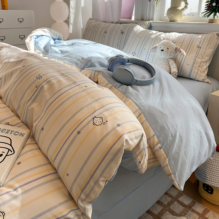 91家纺网 家纺一手货源 找家纺 （总）仟网汇 2025新款古法水洗仿棉云感纱四件套