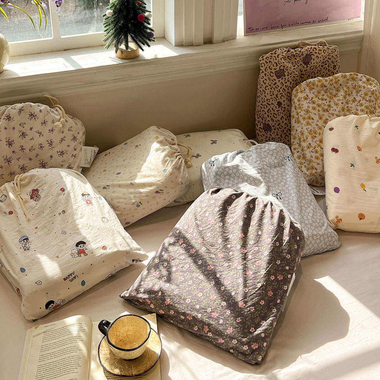 91家纺网 家纺一手货源 找家纺 （总）仟网汇 2025新款古法水洗仿棉云感纱四件套