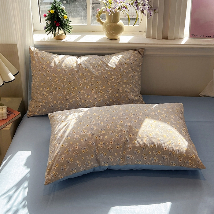 91家纺网 家纺一手货源 找家纺 仟网汇 2025新款古法水洗仿棉云感纱四件套 白兰地