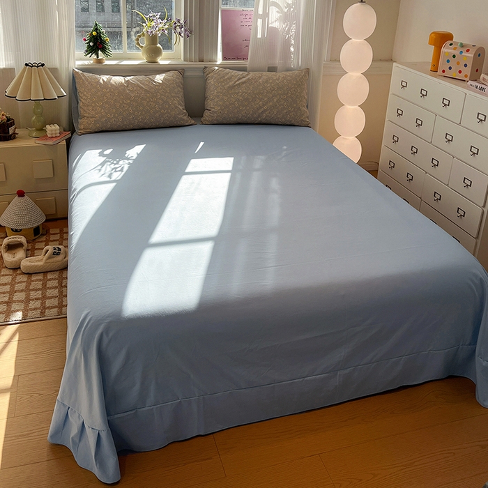 91家纺网 家纺一手货源 找家纺 仟网汇 2025新款古法水洗仿棉云感纱四件套 白兰地