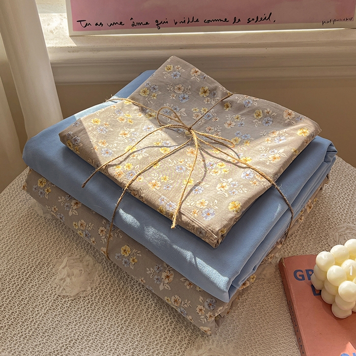 91家纺网 家纺一手货源 找家纺 仟网汇 2025新款古法水洗仿棉云感纱四件套 白兰地