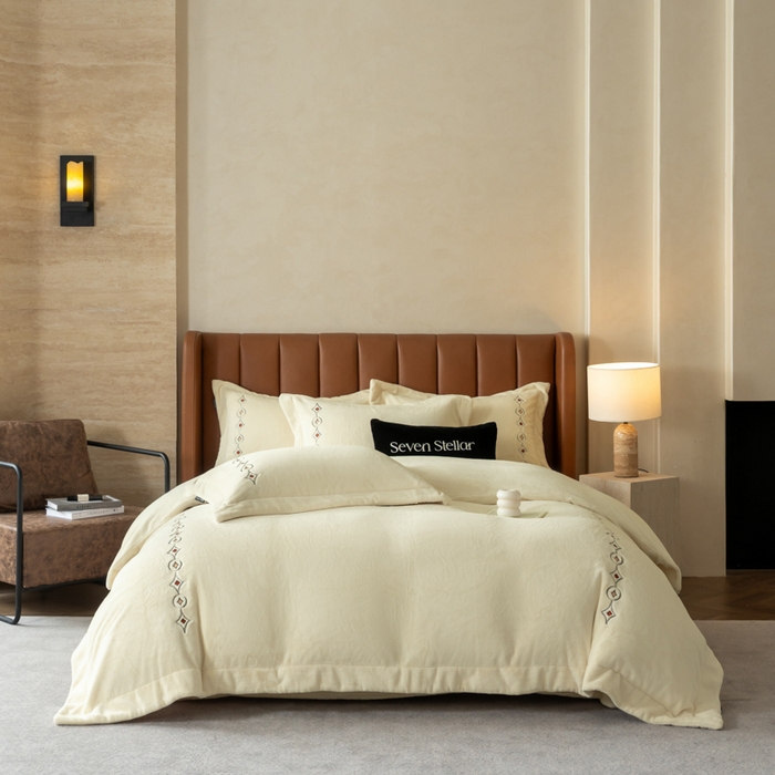 91家纺网 家纺一手货源 找家纺 （总）女子家纺 2025新款超细旦奶丝绒四件套-Lucky 幸运系列