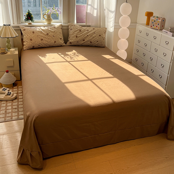 91家纺网 家纺一手货源 找家纺 仟网汇 2025新款古法水洗仿棉云感纱四件套 豹纹喵咖