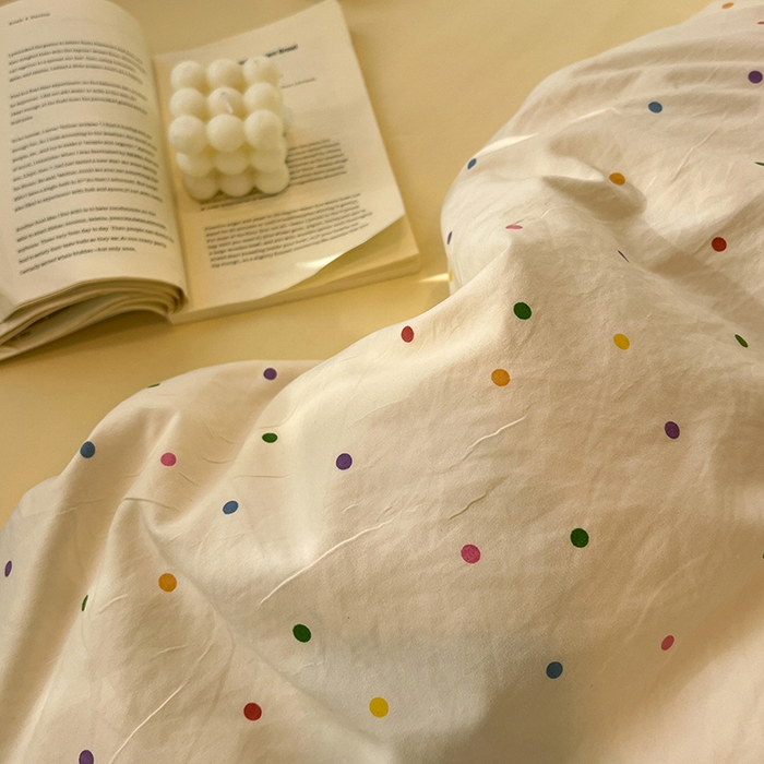 91家纺网 家纺一手货源 找家纺 仟网汇 2025新款古法水洗仿棉云感纱四件套 彩波波