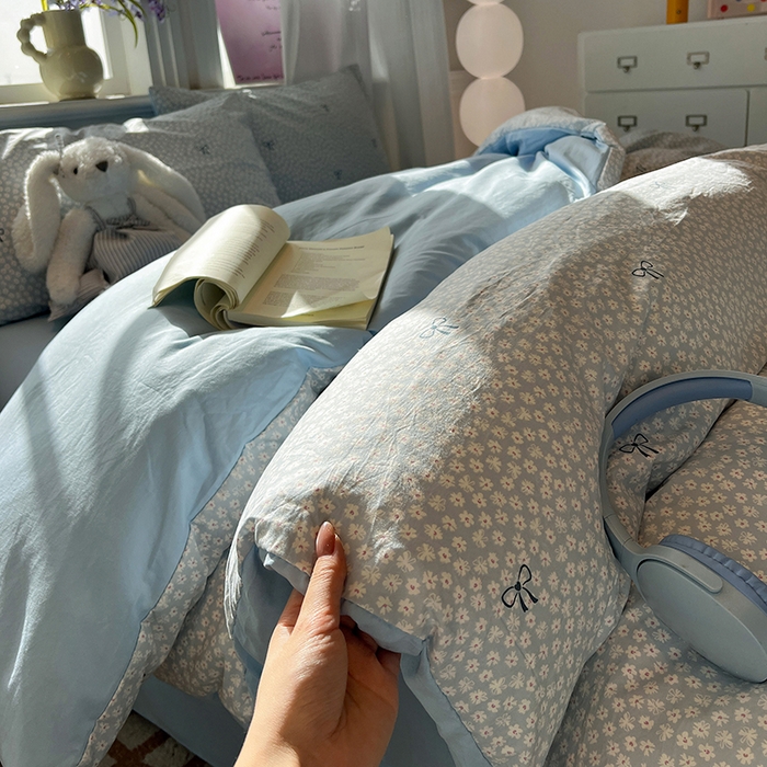 91家纺网 家纺一手货源 找家纺 仟网汇 2025新款古法水洗仿棉云感纱四件套 赫莲娜