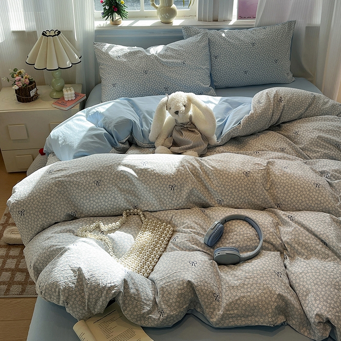 91家纺网 家纺一手货源 找家纺 仟网汇 2025新款古法水洗仿棉云感纱四件套 赫莲娜