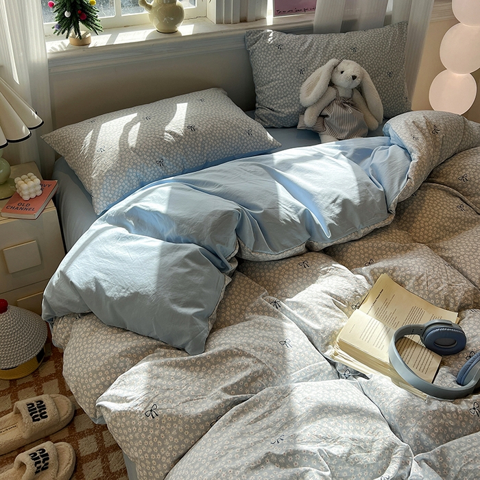 91家纺网 家纺一手货源 找家纺 仟网汇 2025新款古法水洗仿棉云感纱四件套 赫莲娜