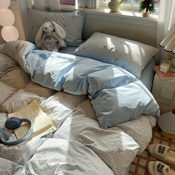 91家纺网 家纺一手货源 找家纺 仟网汇 2025新款古法水洗仿棉云感纱四件套 赫莲娜