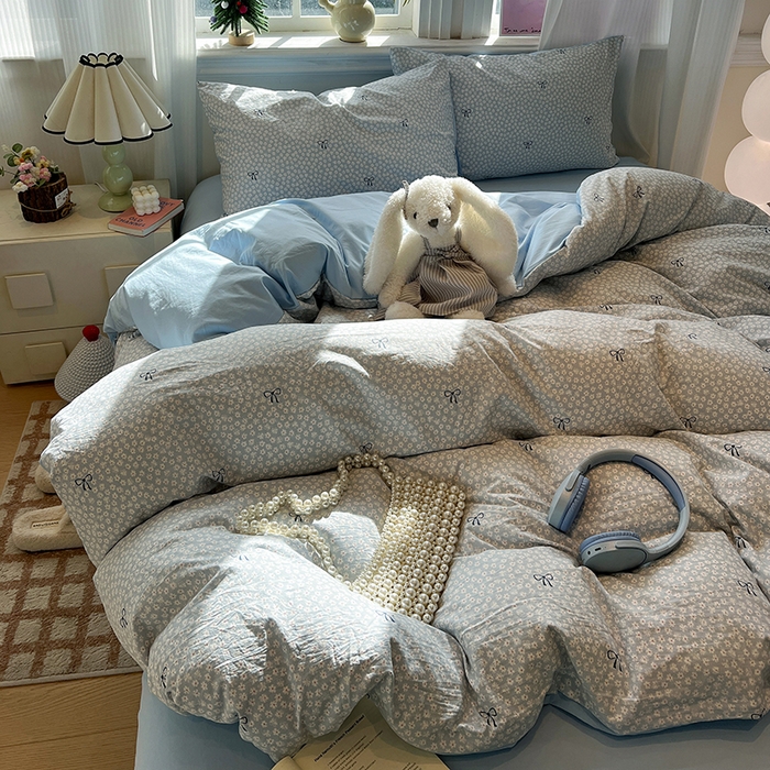 91家纺网 家纺一手货源 找家纺 仟网汇 2025新款古法水洗仿棉云感纱四件套 赫莲娜