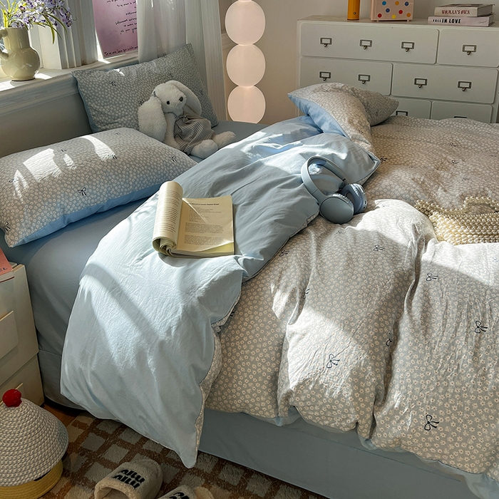 91家纺网 家纺一手货源 找家纺 仟网汇 2025新款古法水洗仿棉云感纱四件套 赫莲娜