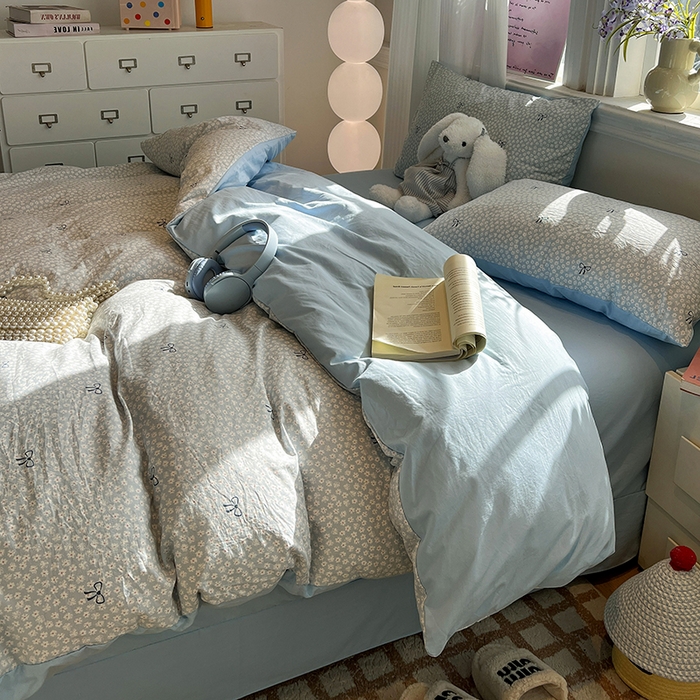 91家纺网 家纺一手货源 找家纺 仟网汇 2025新款古法水洗仿棉云感纱四件套 赫莲娜