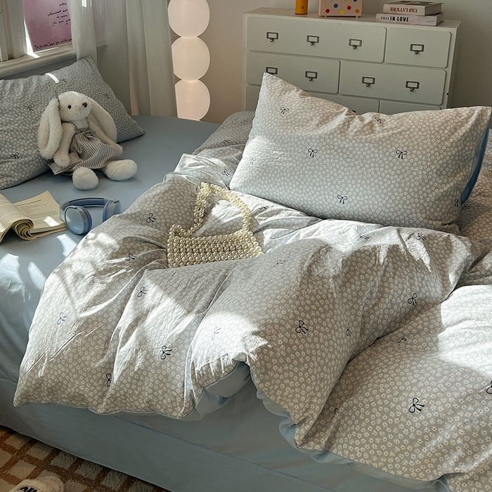 91家纺网 家纺一手货源 找家纺 仟网汇 2025新款古法水洗仿棉云感纱四件套 赫莲娜