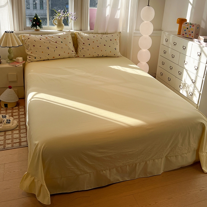 91家纺网 家纺一手货源 找家纺 仟网汇 2025新款古法水洗仿棉云感纱四件套 南瓜果果