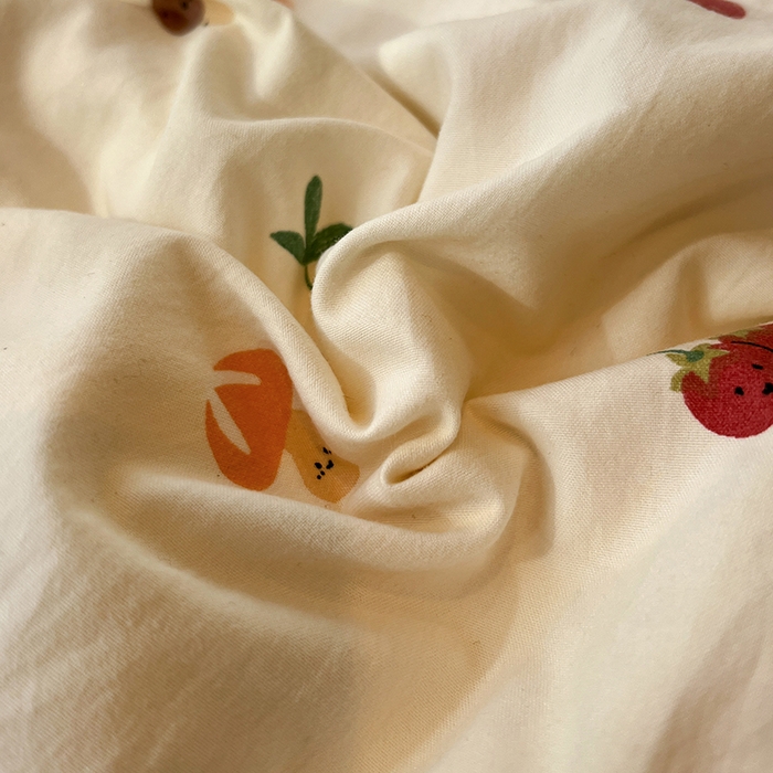 91家纺网 家纺一手货源 找家纺 仟网汇 2025新款古法水洗仿棉云感纱四件套 南瓜果果