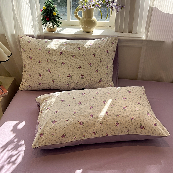 91家纺网 家纺一手货源 找家纺 仟网汇 2025新款古法水洗仿棉云感纱四件套 葡萄