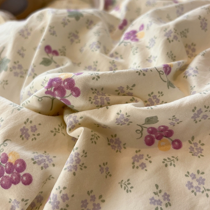 91家纺网 家纺一手货源 找家纺 仟网汇 2025新款古法水洗仿棉云感纱四件套 葡萄