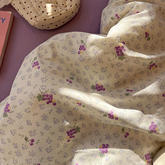 91家纺网 家纺一手货源 找家纺 仟网汇 2025新款古法水洗仿棉云感纱四件套 葡萄