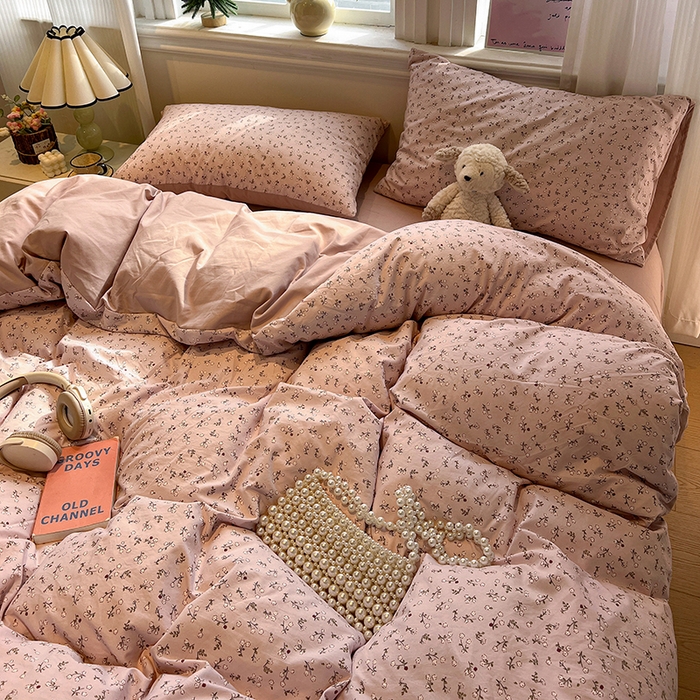 91家纺网 家纺一手货源 找家纺 仟网汇 2025新款古法水洗仿棉云感纱四件套 浅梦