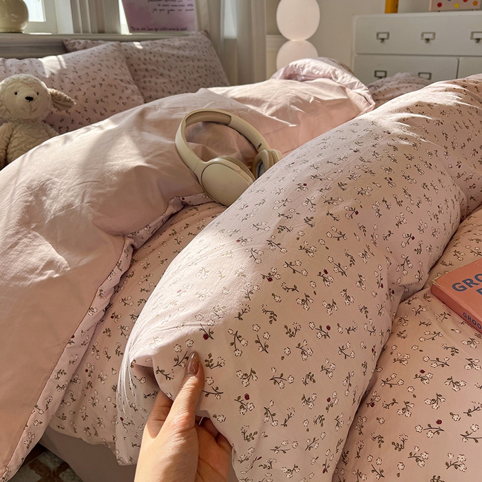 91家纺网 家纺一手货源 找家纺 仟网汇 2025新款古法水洗仿棉云感纱四件套 浅梦