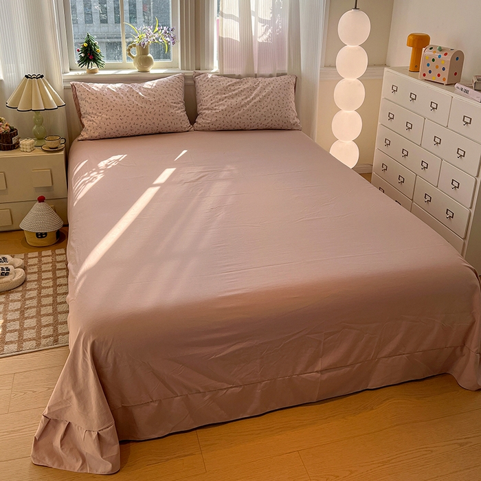 91家纺网 家纺一手货源 找家纺 仟网汇 2025新款古法水洗仿棉云感纱四件套 浅梦