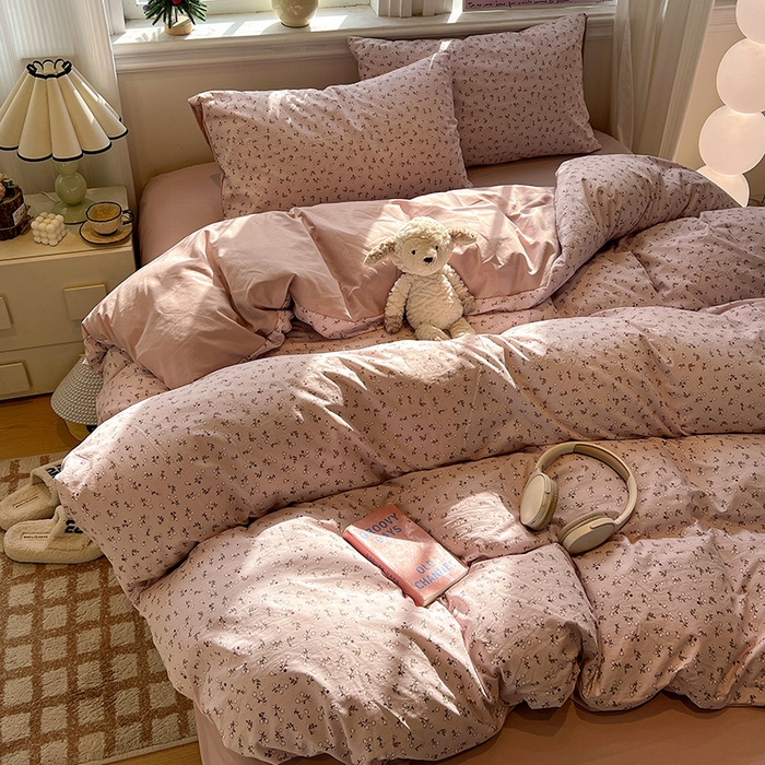 91家纺网 家纺一手货源 找家纺 仟网汇 2025新款古法水洗仿棉云感纱四件套 浅梦