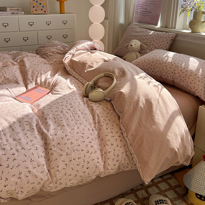 91家纺网 家纺一手货源 找家纺 仟网汇 2025新款古法水洗仿棉云感纱四件套 浅梦