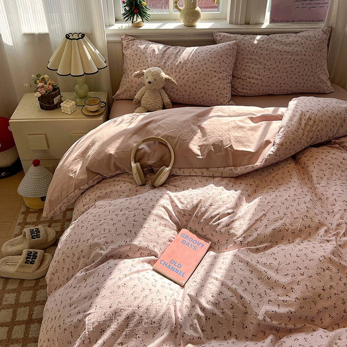 91家纺网 家纺一手货源 找家纺 仟网汇 2025新款古法水洗仿棉云感纱四件套 浅梦